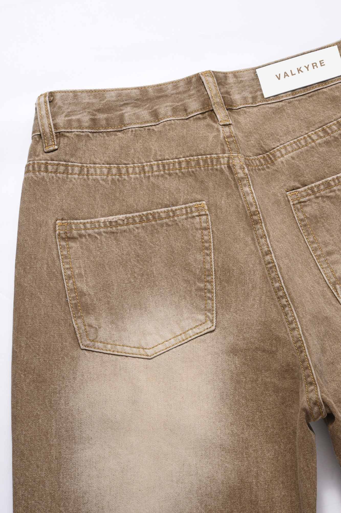 BROWN WASHED STRAIGHT FIT VALKYRE JEANS