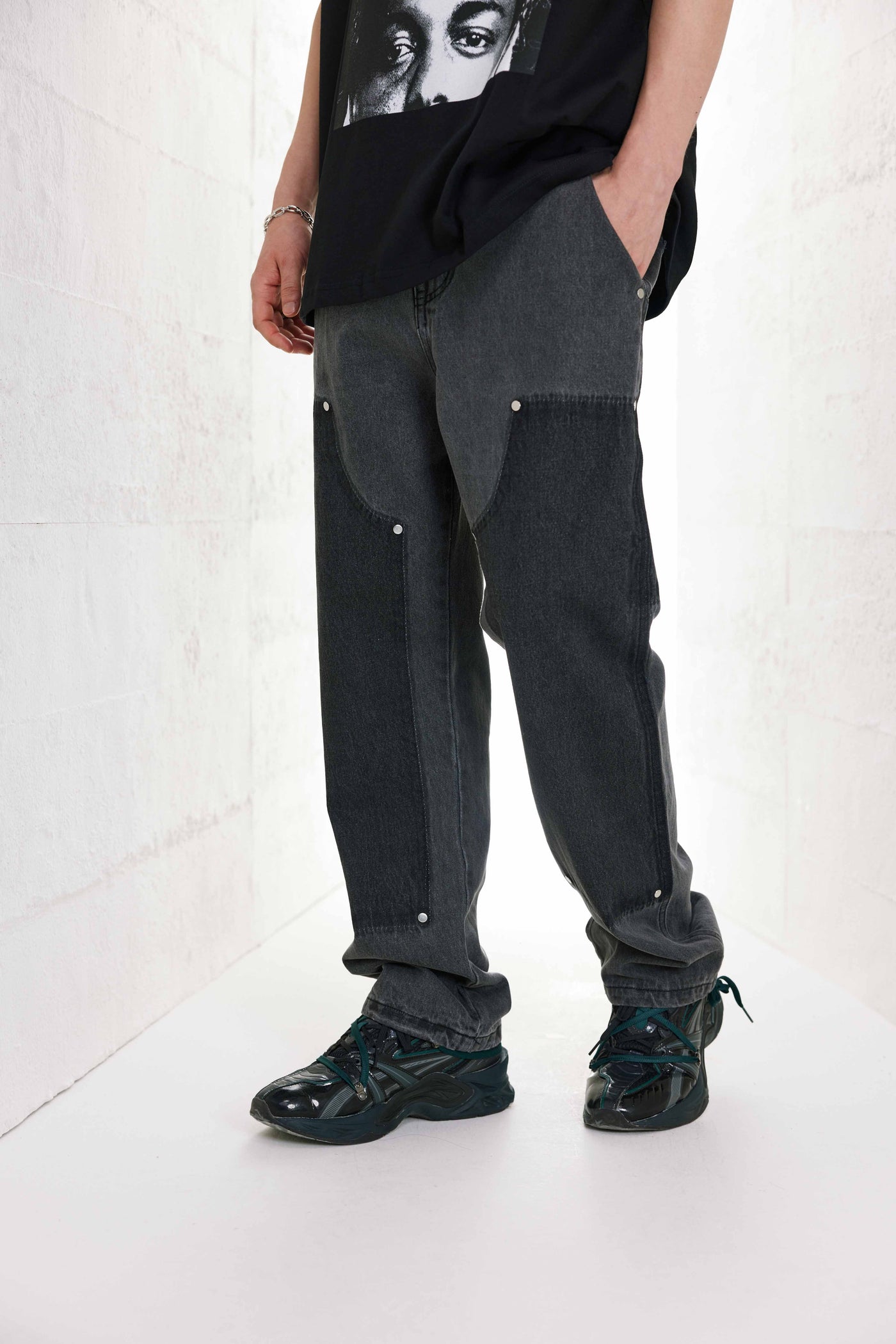 CLASSIC CHARCOAL PATCHWORK VALKYRE JEANS