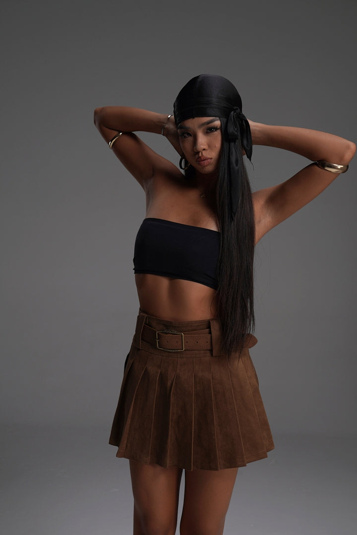 COWBOY BROWN PLEATED VALKYRE SKIRT