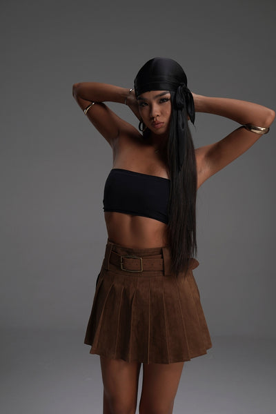 COWBOY BROWN PLEATED VALKYRE SKIRT