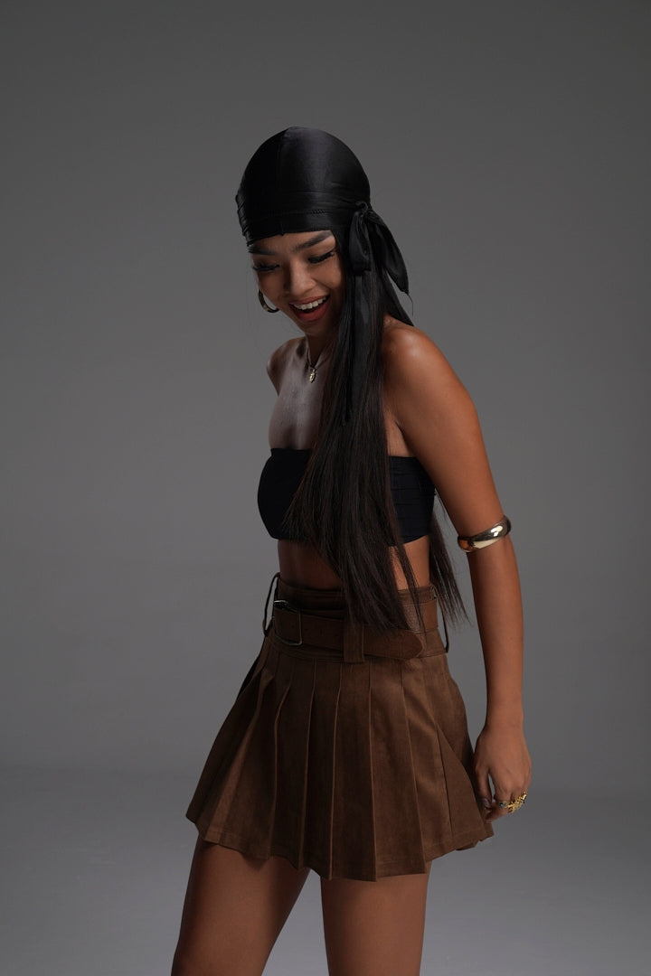 COWBOY BROWN PLEATED VALKYRE SKIRT