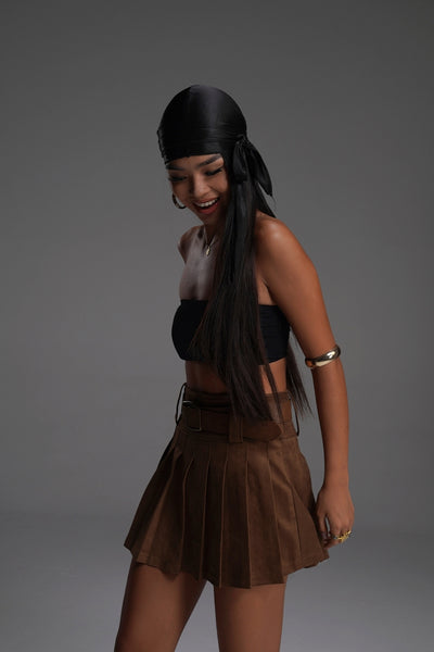 COWBOY BROWN PLEATED VALKYRE SKIRT