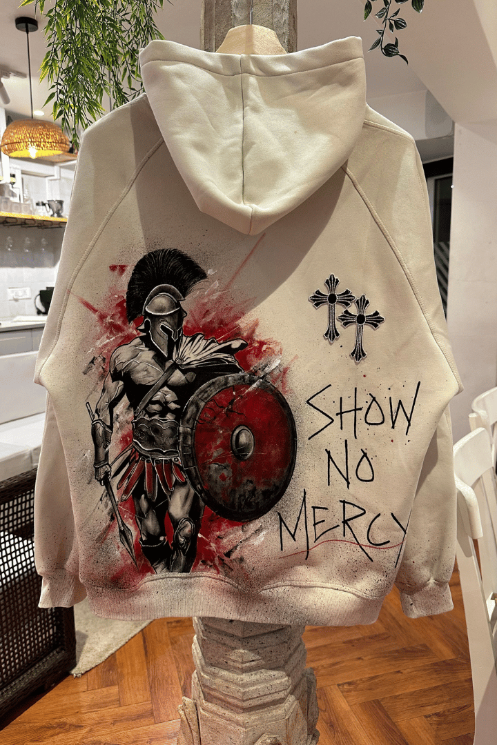 SHOW NO MERCY SPARTAN VALKYRE HAND PAINTED HOODIE Valkyre