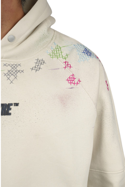 MOSIAC BURST HAND EMBROIDERED VALKYRE CREAM HOODIE