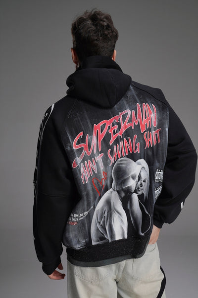 ‘SUPERMAN AIN'T SAVING NONE’ VALKYRE HAND PAINTED HOODIE