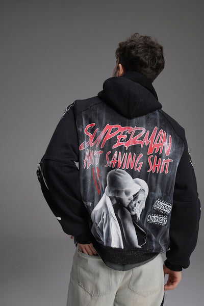 ‘SUPERMAN AIN'T SAVING NONE’ VALKYRE HAND PAINTED HOODIE