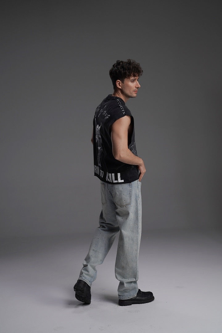 ’CITY OF SINS/BORN TO KILL’ VALKYRE SLEEVELESS TOP