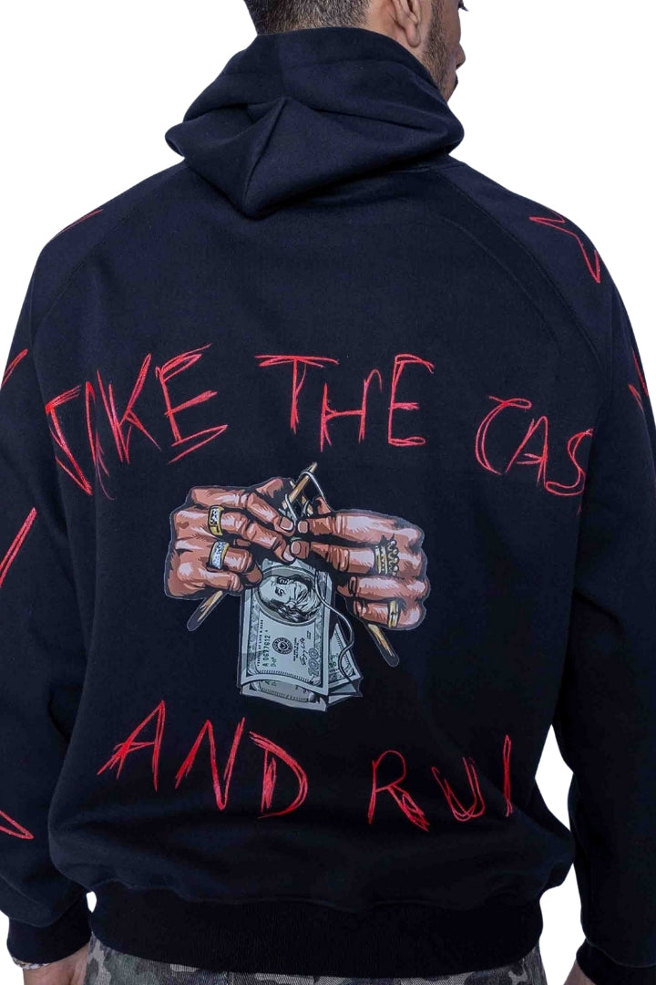 ‘TAKE THE CASH AND RUN’ VALKYRE HAND PAINTED HOODIE