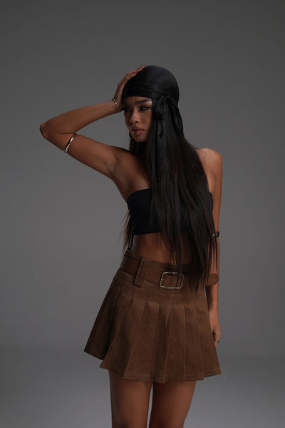 COWBOY BROWN PLEATED VALKYRE SKIRT