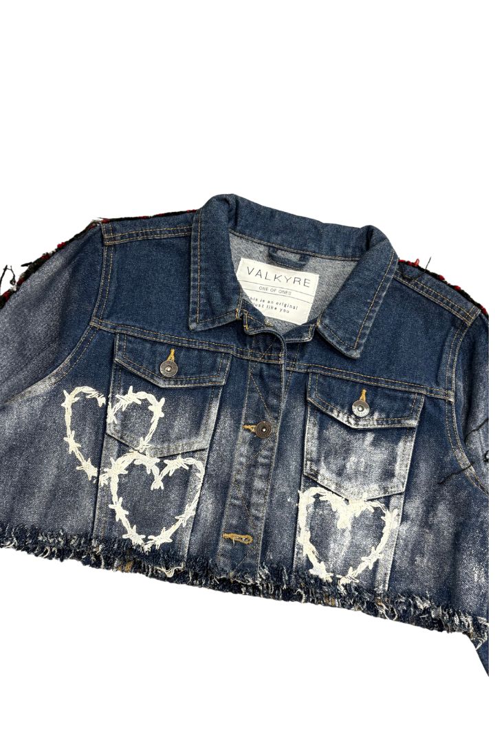 SILVER BRUSHED LOVE HAND PAINTED VALKYRE JACKET