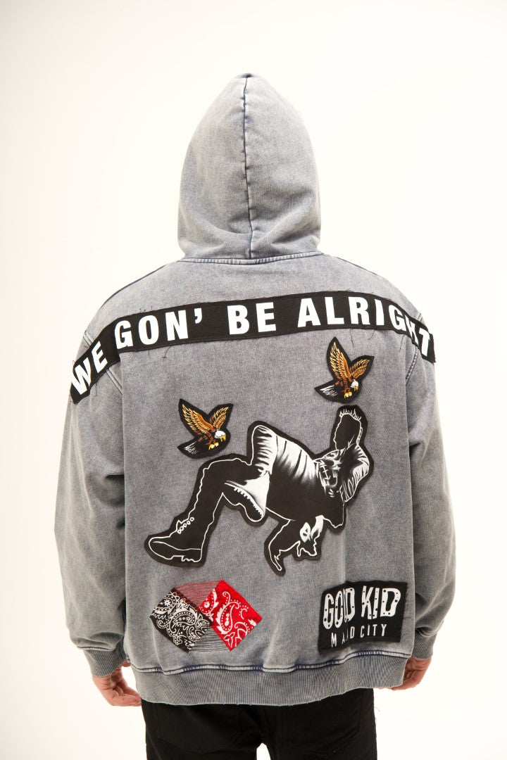 'WE GON' BE ALRIGHT' VALKYRE STONE WASH HOODIE