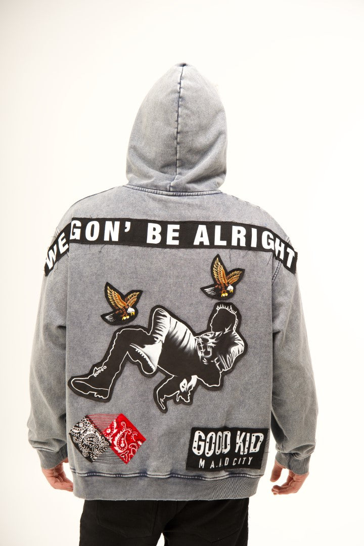 'WE GON' BE ALRIGHT' VALKYRE STONE WASH HOODIE