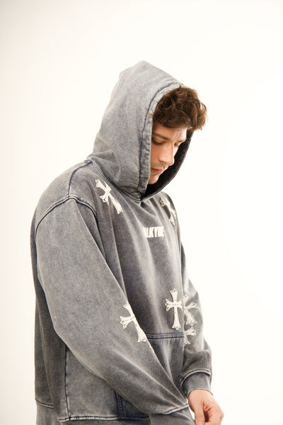 'NO CHURCH IN THE WILD' VALKYRE STONE WASH HOODIE