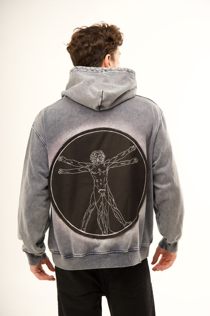 'VITRUVIAN MAN' VALKYRE STONE WASH HOODIE