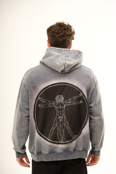 'VITRUVIAN MAN' VALKYRE STONE WASH HOODIE