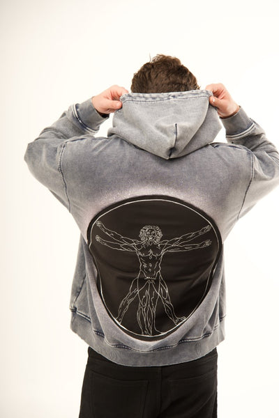 'VITRUVIAN MAN' VALKYRE STONE WASH HOODIE