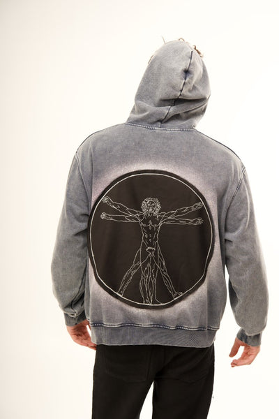 'VITRUVIAN MAN' VALKYRE STONE WASH HOODIE