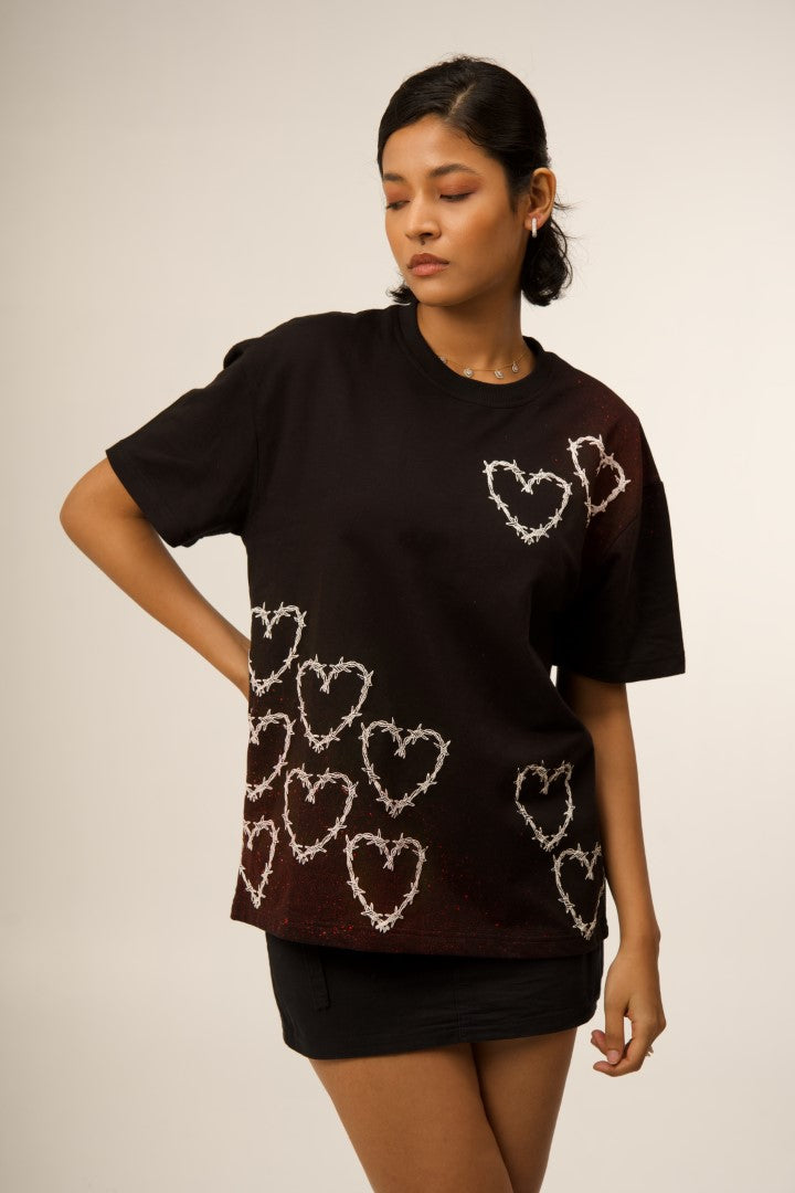 'ALL YOU NEED IS LOVE' BLACK PUFF SPLATTER TEE