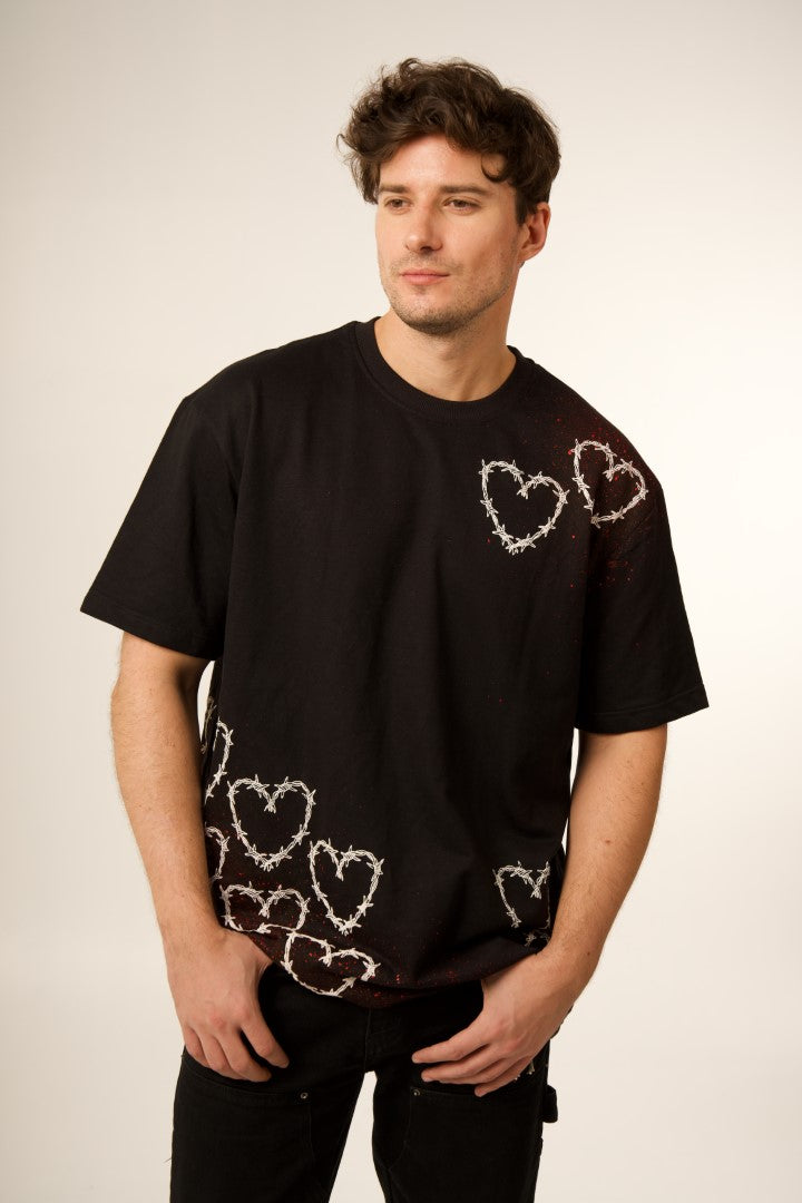 'ALL YOU NEED IS LOVE' BLACK PUFF SPLATTER TEE