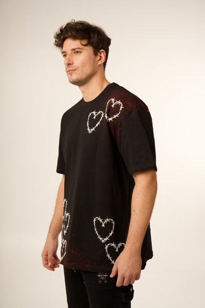 'ALL YOU NEED IS LOVE' BLACK PUFF SPLATTER TEE