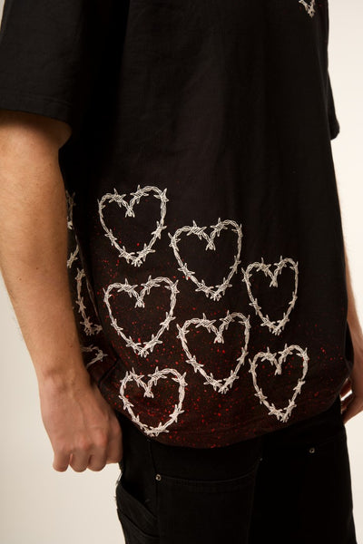 'ALL YOU NEED IS LOVE' BLACK PUFF SPLATTER TEE