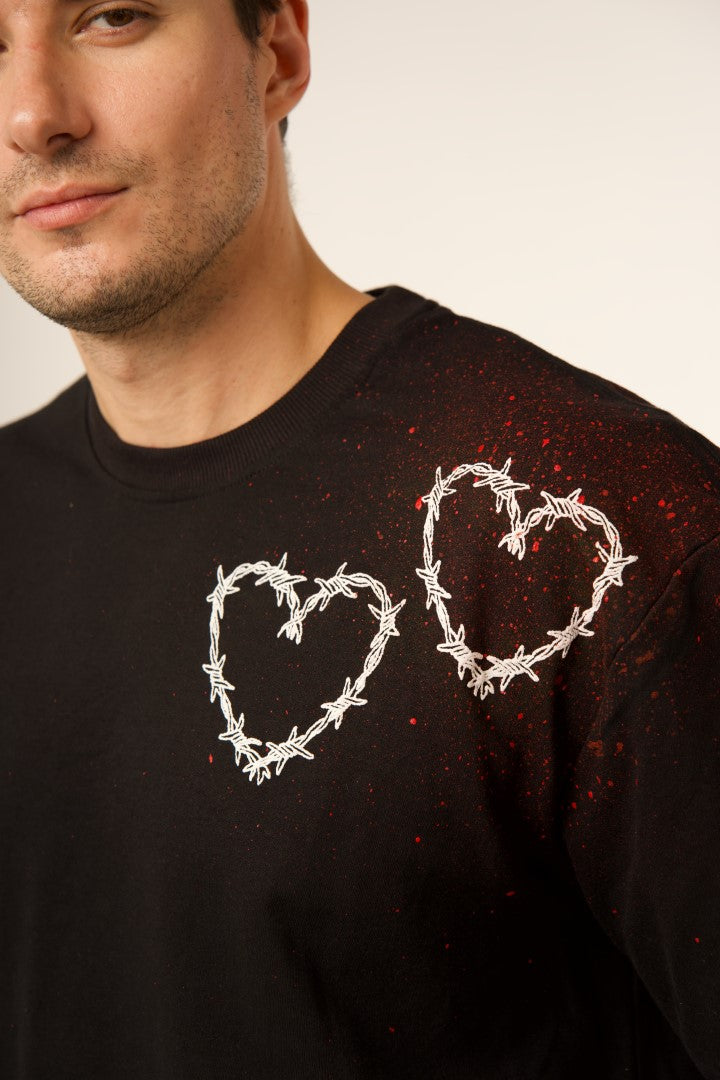 'ALL YOU NEED IS LOVE' BLACK PUFF SPLATTER TEE