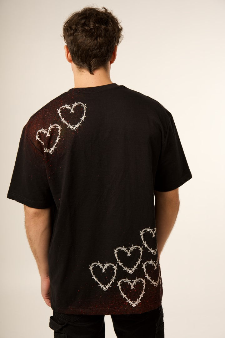 'ALL YOU NEED IS LOVE' BLACK PUFF SPLATTER TEE