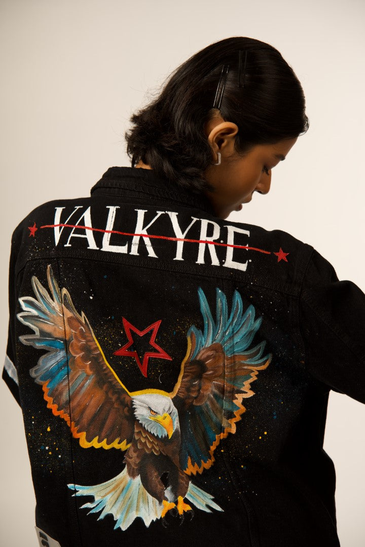 'WINGS OF VALOR' BLACK  VALKYRE JACKET