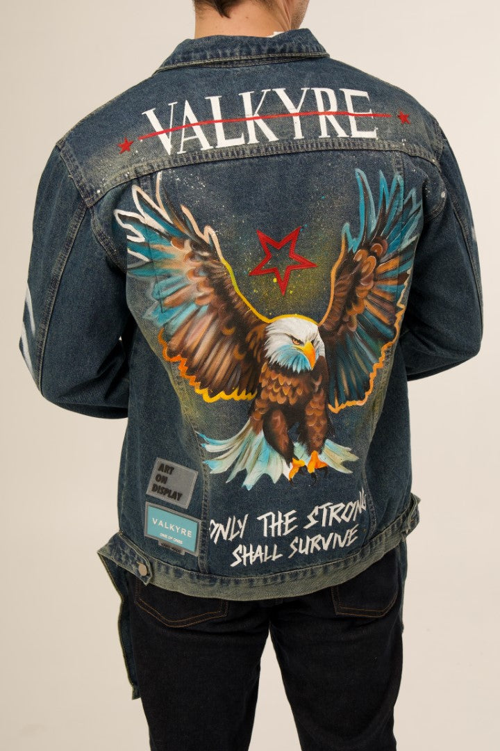 'WINGS OF VALOR' DENIM BLUE/GREEN VALKYRE JACKET