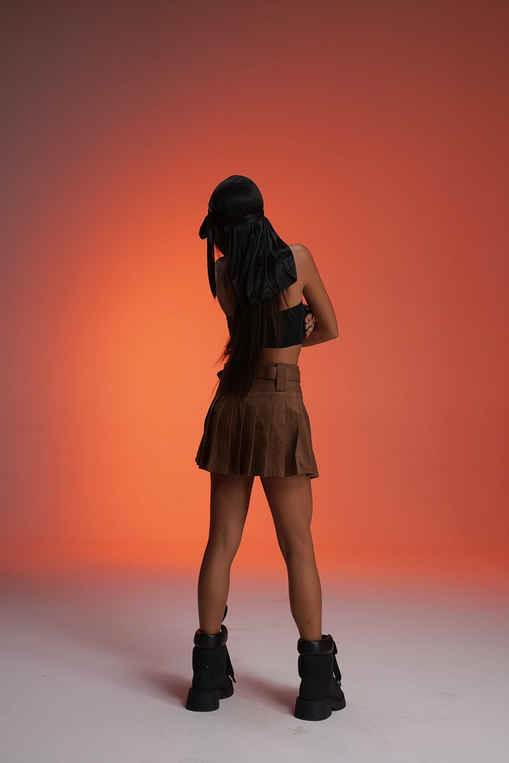 COWBOY BROWN PLEATED VALKYRE SKIRT