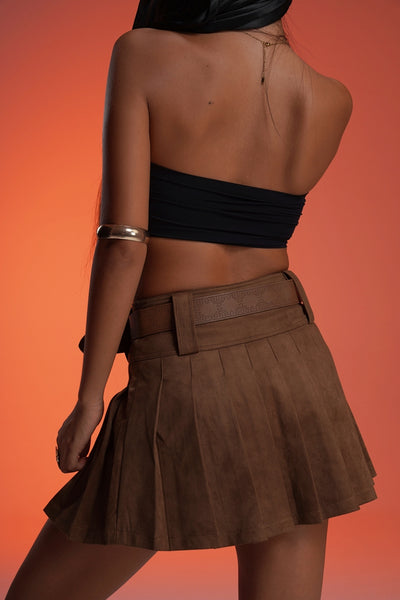 COWBOY BROWN PLEATED VALKYRE SKIRT