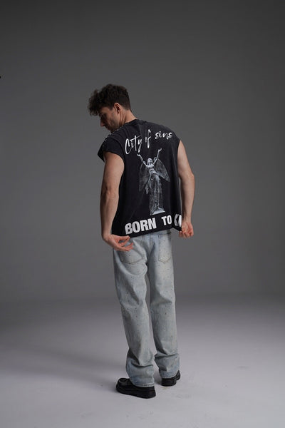 ’CITY OF SINS/BORN TO KILL’ VALKYRE SLEEVELESS TOP