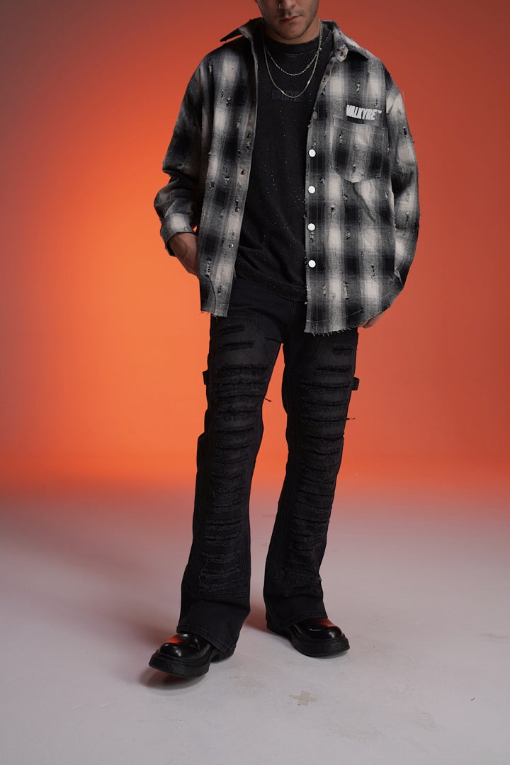 RIPPED TO RIOT FLARED VALKYRE JEANS