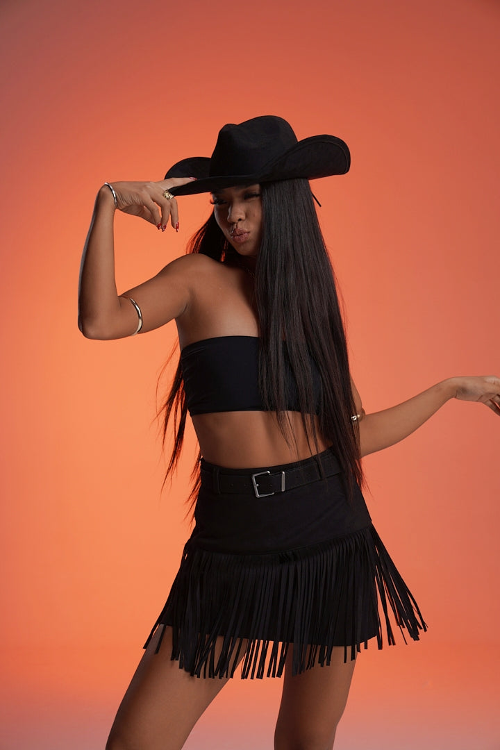 BLACK FRINGE VALKYRE SKIRT