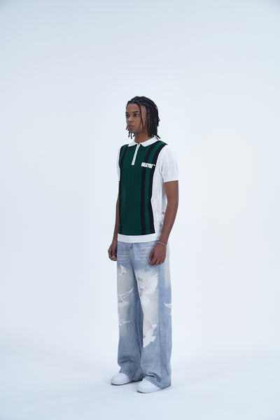 'MODERN UNIFORM WHITE GREEN STRIPED POLO' VALKYRE 3.0