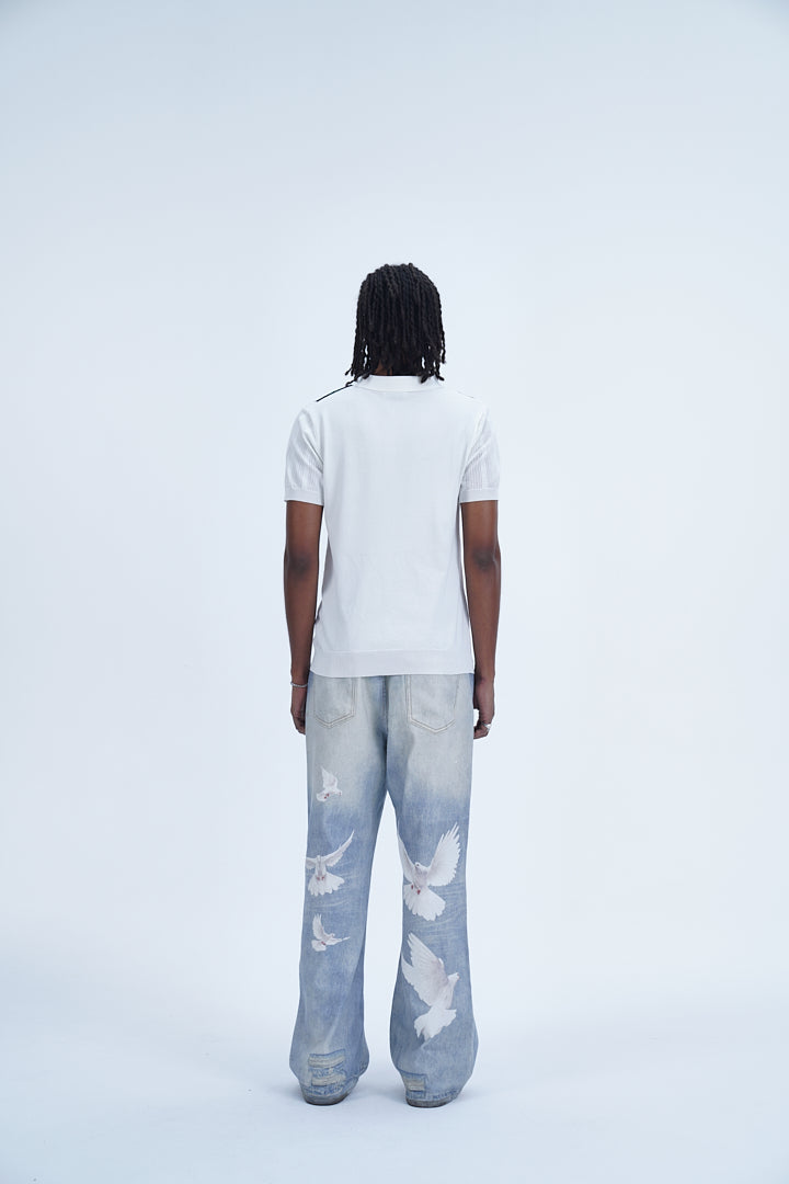 'MODERN UNIFORM WHITE GREEN STRIPED POLO' VALKYRE 3.0