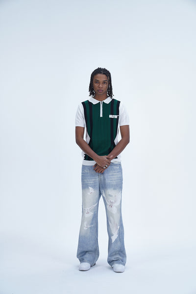 'MODERN UNIFORM WHITE GREEN STRIPED POLO' VALKYRE 3.0