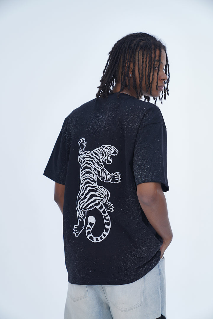 'TIGER EMBROIDERED BLACK TEE’ VALKYRE 3.0