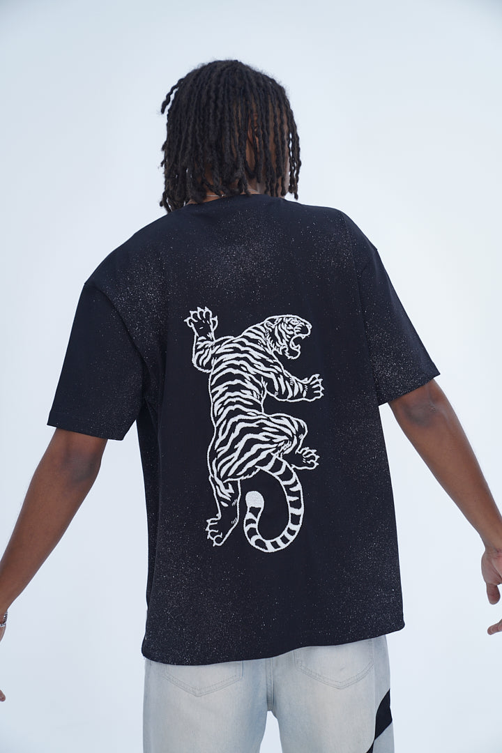 'TIGER EMBROIDERED BLACK TEE’ VALKYRE 3.0
