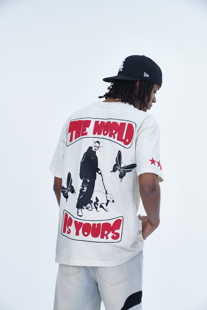 'THE WORLD IS YOURS' VALKYRE ANTIQUE WHITE T-SHIRT