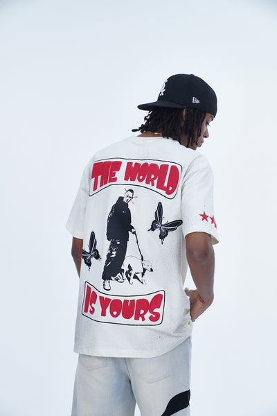 'THE WORLD IS YOURS' VALKYRE ANTIQUE WHITE T-SHIRT