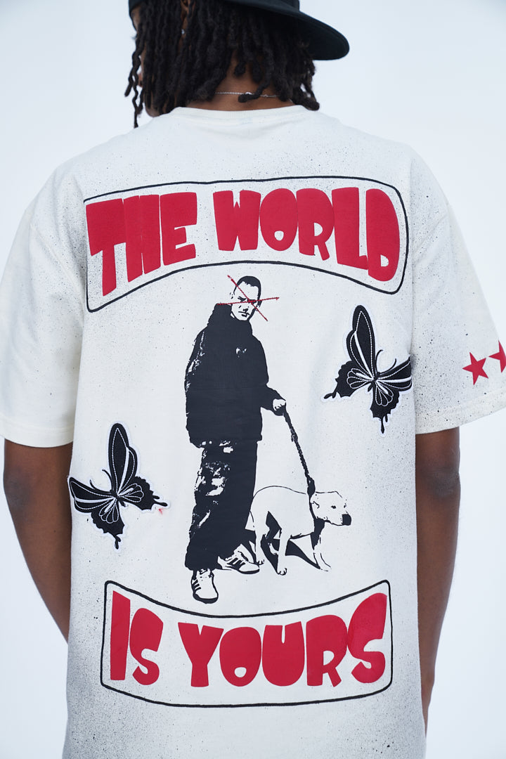 'THE WORLD IS YOURS' VALKYRE ANTIQUE WHITE T-SHIRT