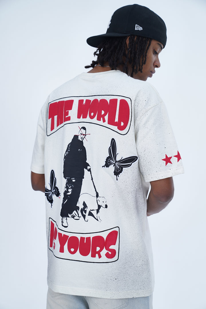'THE WORLD IS YOURS' VALKYRE ANTIQUE WHITE T-SHIRT
