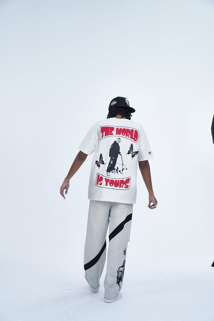 'THE WORLD IS YOURS' VALKYRE ANTIQUE WHITE T-SHIRT