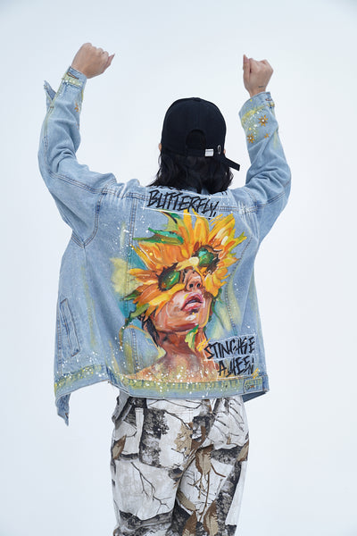 'BLOOM LIKE A BUTTERFLY VALKYRE DENIM JACKET' VALKYRE 3.0
