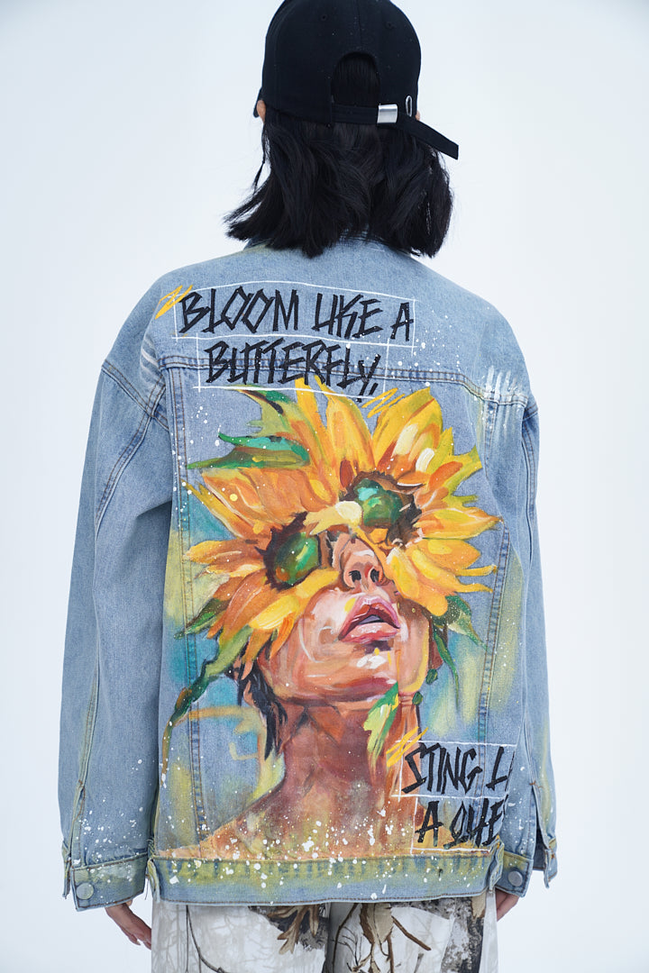 'BLOOM LIKE A BUTTERFLY VALKYRE DENIM JACKET' VALKYRE 3.0
