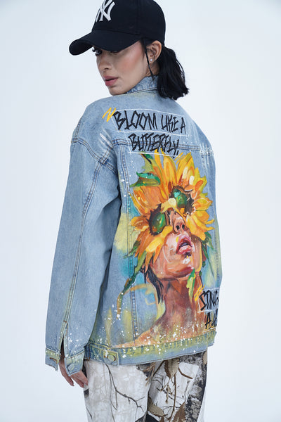 'BLOOM LIKE A BUTTERFLY VALKYRE DENIM JACKET' VALKYRE 3.0
