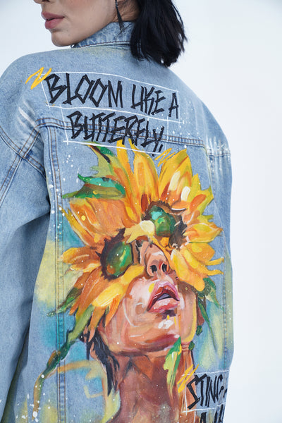 'BLOOM LIKE A BUTTERFLY VALKYRE DENIM JACKET' VALKYRE 3.0