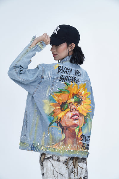 'BLOOM LIKE A BUTTERFLY VALKYRE DENIM JACKET' VALKYRE 3.0