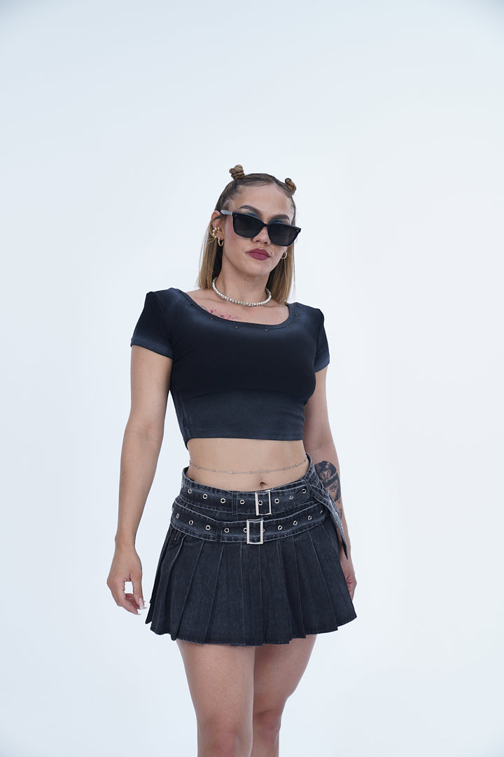 'DOUBLE BUCKLE' VALKYRE DENIM SKIRTS - S3
